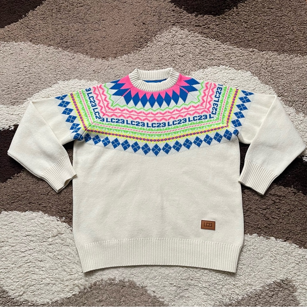 LC23 Norwegian Wool Sweater Sz L In Nudes & Neutrals - Picture 3 of 9